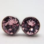 Store øredobber i sølv(925) med lys rosa Swarovski krystall