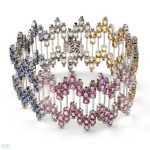 Flott armbånd i hvitt gull med diamanter og safirer