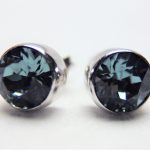 Store øredobber i sølv(925) med blå Swarovski krystall