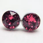 Store øredobber i sølv(925) med dyp rød/rosa Swarovski krystall