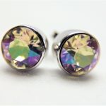 Store øredobber i sølv(925) med regnbuefarget Swarovski krystall