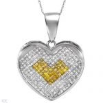 Flott hjerteanheng i hvitt gull med 250 diamanter
