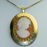 Came anheng/nål i gult gull 14k