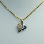 Søtt hjerte i gult og hvitt gull 14 k med Cubik Zirconia