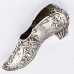Sjelden antikk sølvsko i tysk rokokko av Bertholdt Muller