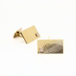 Pent mønstrede mansjettknapper med sten i gult gull 14 k