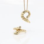 Fin ring i gult gull 14 k med diamant - Bilde 2