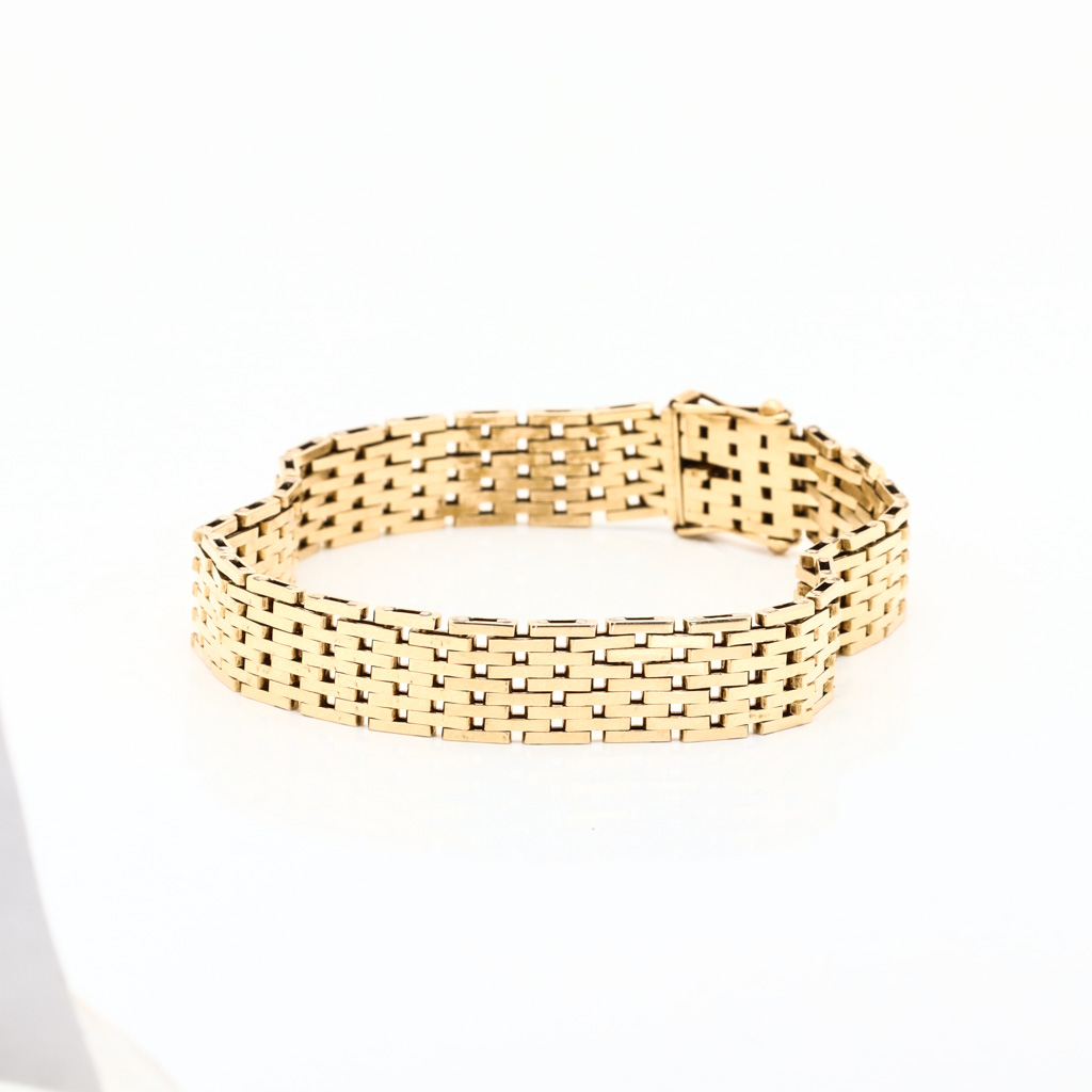Untitled-762 Mursteins mønstret armbånd i gult gull 14 k - Bilde 1