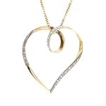 Hjerte anheng i gult gull 14 k