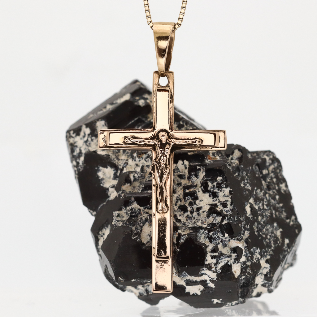 IMG_0001_1 Pent kors i gult gull 14 k - Bilde 1