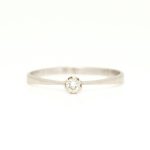 Enstens diamantring i hvitt gull 14k