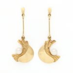 Fine dobber i gult gull 14 k med perle