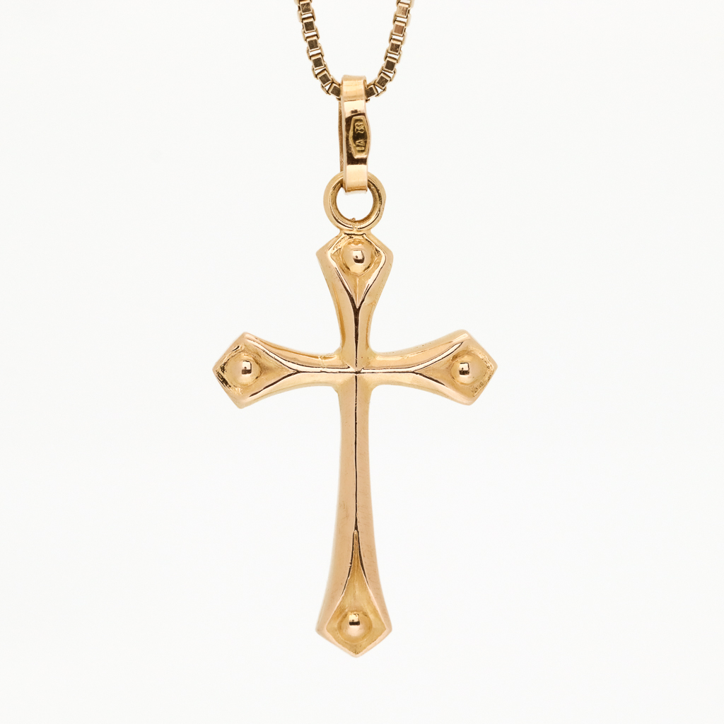 IMG_0007 Pent kors i gult gull 18 k - Bilde 1