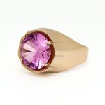 Pen ring i gult gull 14 k med ametyst