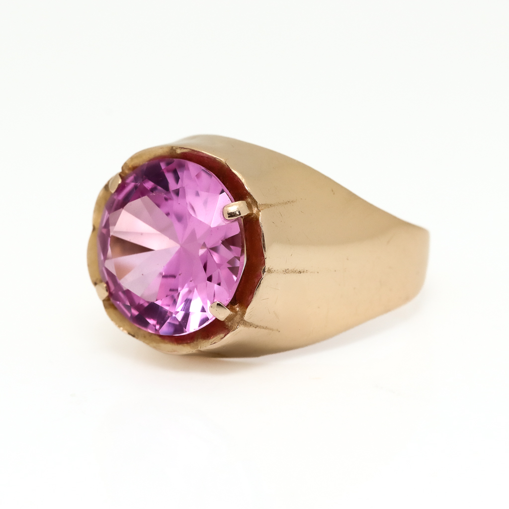 IMG_0008 Pen ring i gult gull 14 k med ametyst - Bilde 1