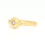 Ring i gult gull 14 k med diamant - Bilde 2