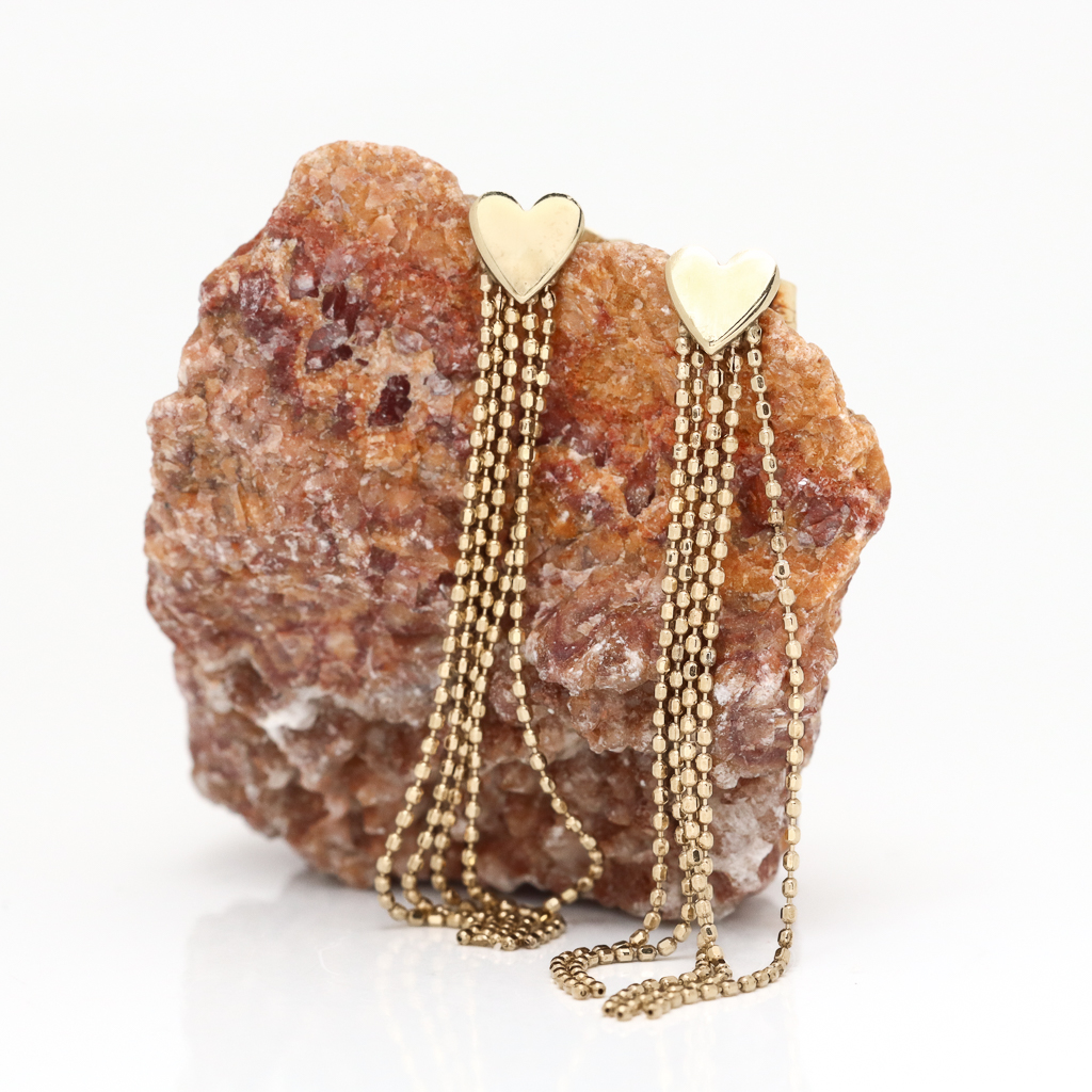 IMG_0035 Lange tøffe hjerte dobber i gult gull 14 k - Bilde 1