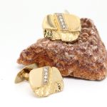 Flotte mansjettknapper i gult gull 14 k med diamanter