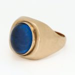 Ring i gult gull 14 k medpen blå sten - Bilde 2