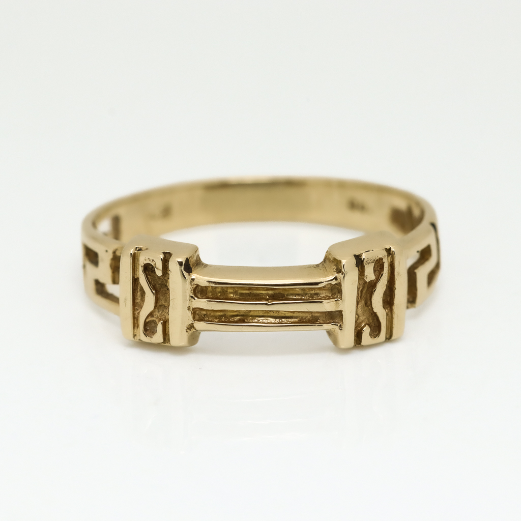 IMG_0007 Mønstret ring i gult gull 14 k - Bilde 1