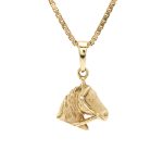 Mønstret anheng i gult gull 14 k