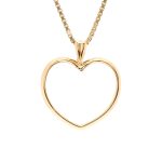 Pent hjerte anheng i gult gull 14 k