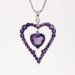 Nydelig anhengs hjerte med Ametyster i hvitt gull 14 k