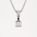 Pent anheng i hvitt gull 14 k med diamant