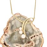 Flott halskjede i gult gull 14 k med perler