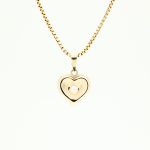 Søtt hjerte anheng i gult gull 14 k med perle