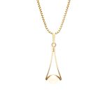 Anheng i gult gull 14 k med perle