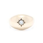 Ring i gult gull 14 k med diamant til herre