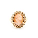 Ring i gult gull 14 k med came - Bilde 2