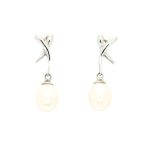 Dobber i hvitt gull 14 k med perle