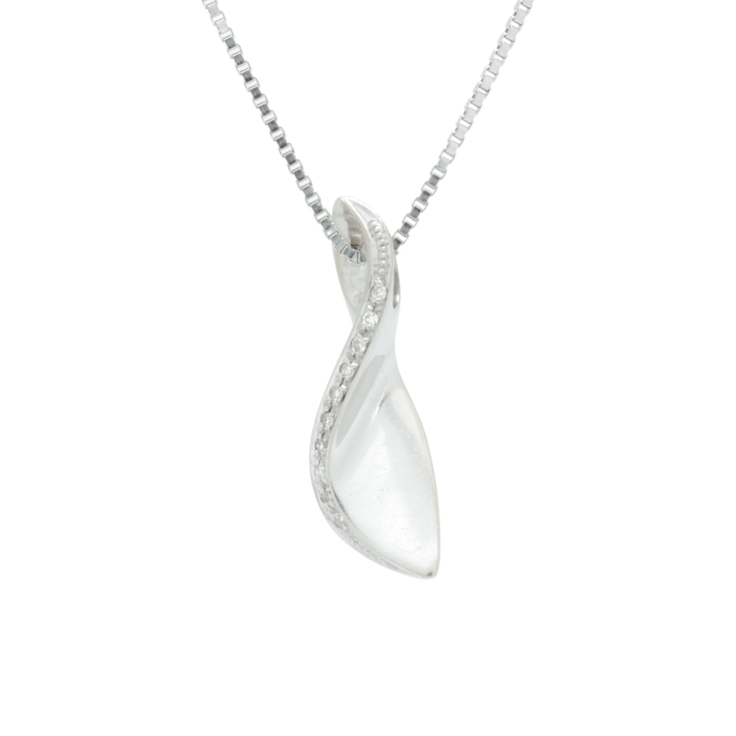 10.08.2026-111 Anheng i hvitt gull 14 k med ti diamanter - Bilde 1