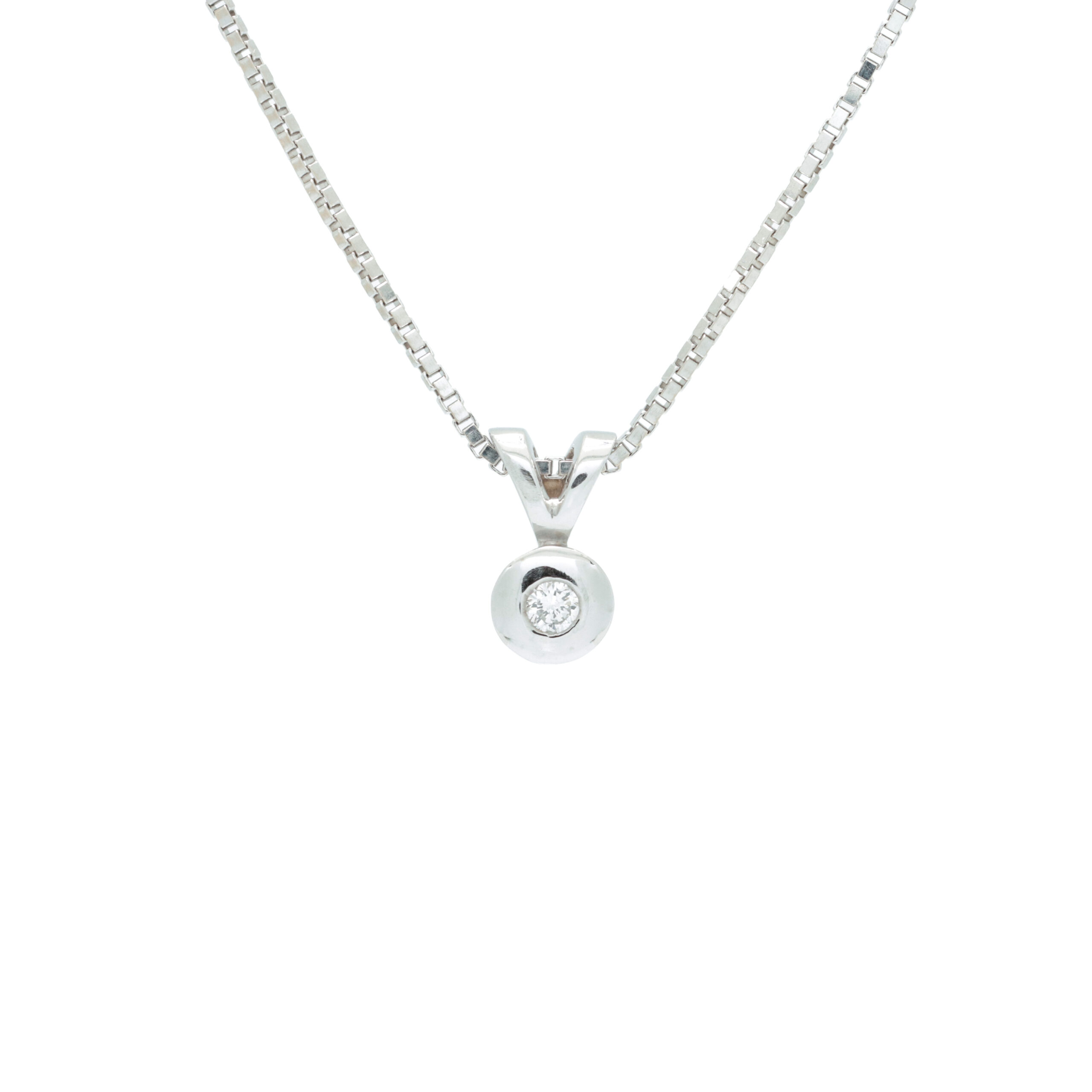 10.08.2026-114 Anheng i hvitt gull 14 k med diamant - Bilde 1