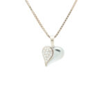 Anhengshjerte i gult/hvitt gull 14 k med Cubic Zirconia
