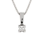 Anheng i hvitt gull 14 k med diamant