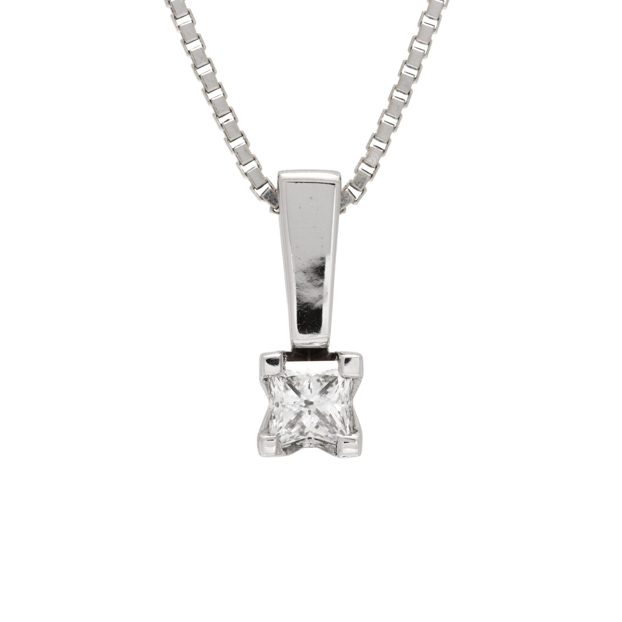 17.08.2026-19 Anheng i hvitt gull 14 k med diamant - Bilde 1