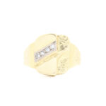 Diamantring til herre i gult gull 14k
