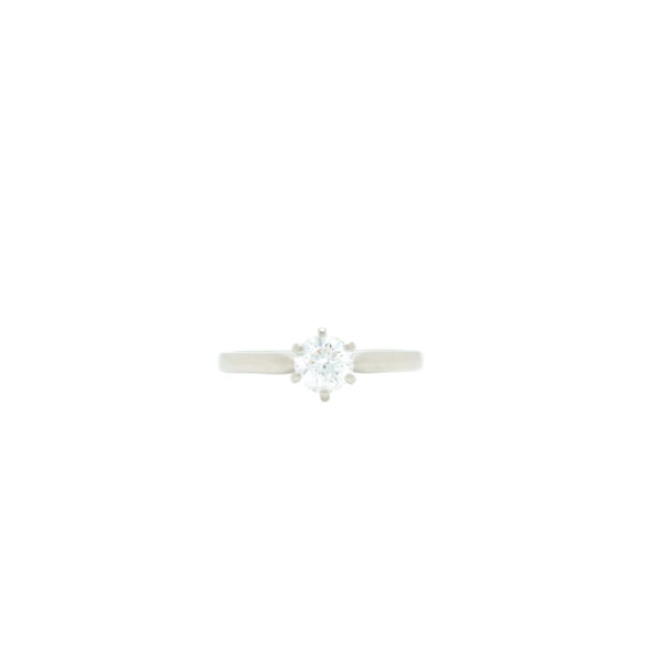 Enstens diamantring i hvitt gull 14 k