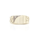 Herrering i gult gull 14 k med sten