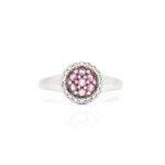 Ring i hvitt gull 14 k med rosa safirer