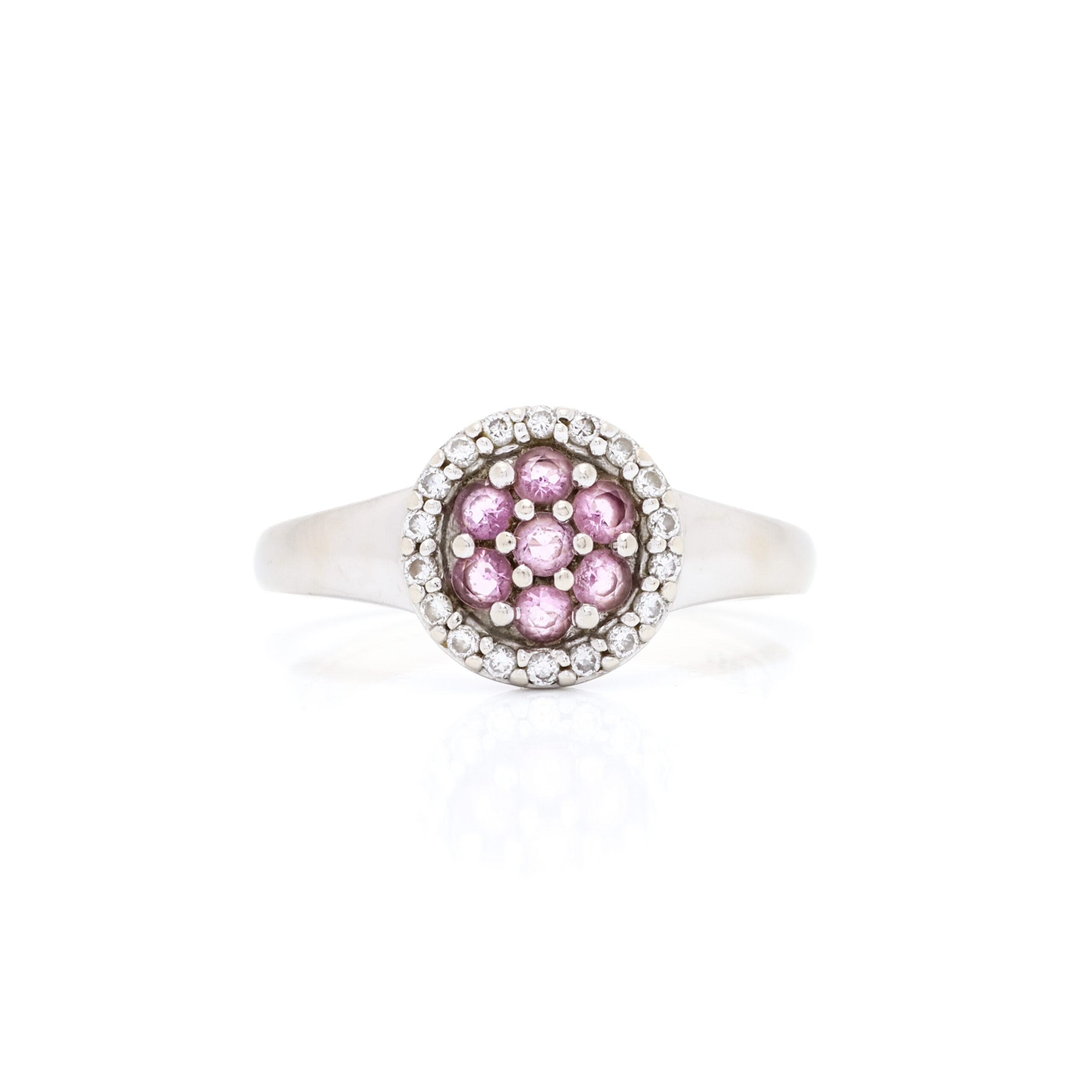 Oppdatering 10.09.2026-35 Ring i hvitt gull 14k med rosa safirer - Bilde 1