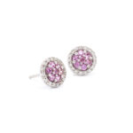 Dobber i hvitt gull 14 k med rosa safirer og diamanter